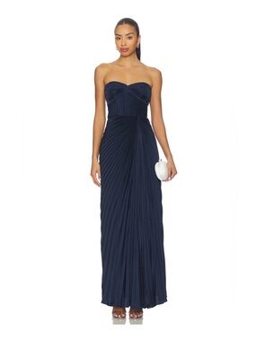 amur giada strapless pleated satin dress AMUR | Dresses | Amur Giada Strapless Teal Pleated Dress